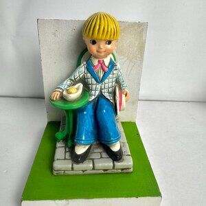 Vintage 1960"s Bookend Earl Bernard Boy in Sunday Cloth eating Ice Cream Childre